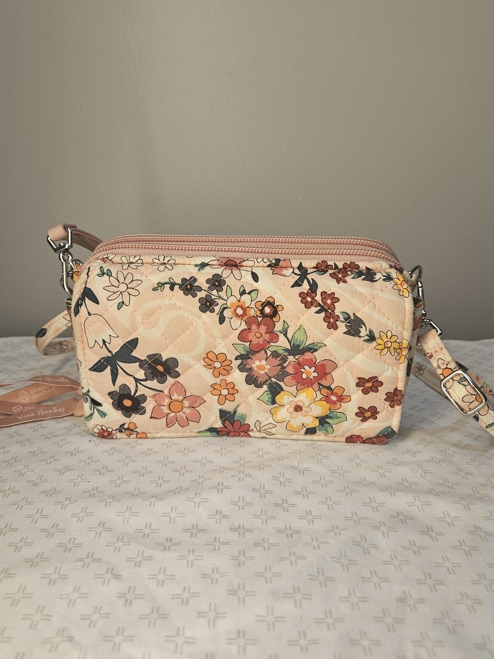 Vera Bradley Peach Floral Quilted Crossbody